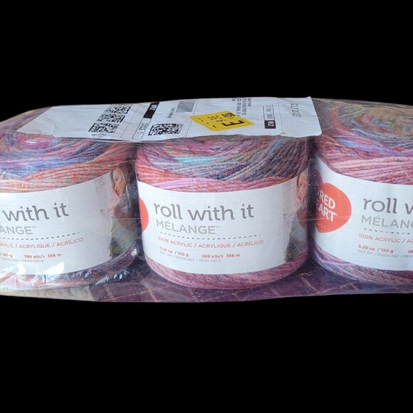 Red Heart roll with it Melange, 389 yds each, #4, 100% Acrylic - Picture 3 of 4